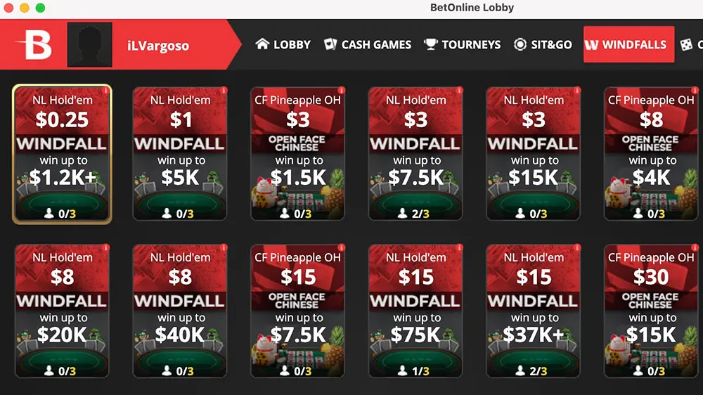 Windfall Spins Betonline Poker
