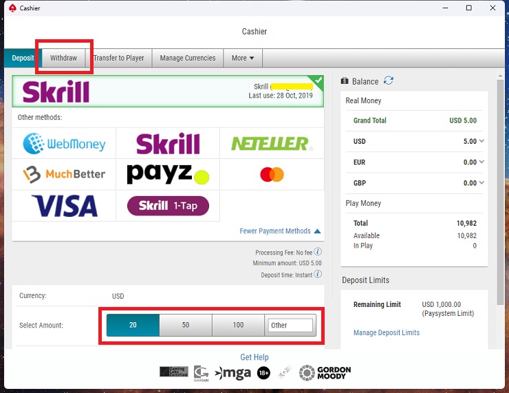 withdrawal process from pokerstars