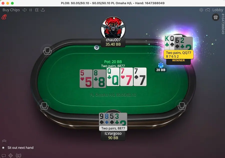 Betonline Omaha Hi Lo Table