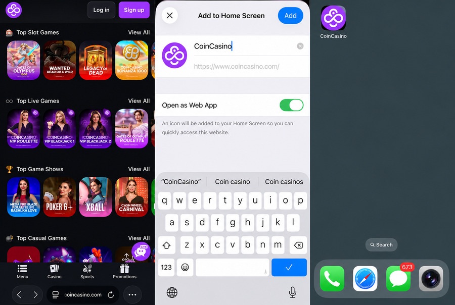 Coincasino iOs shortcut installation steps