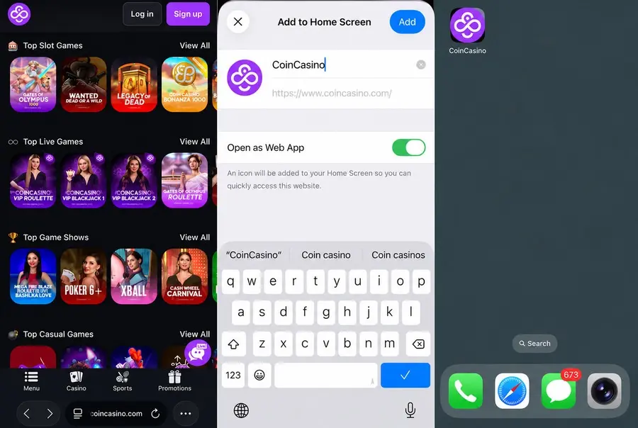 Coincasino iOs shortcut installation steps