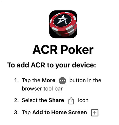 Установить веб-приложение ACR Poker для iOS