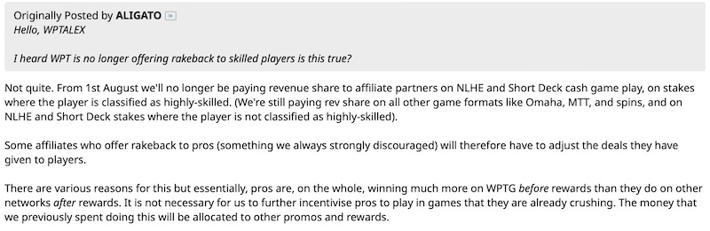 Alex Scott Explains Rakeback Cancellation