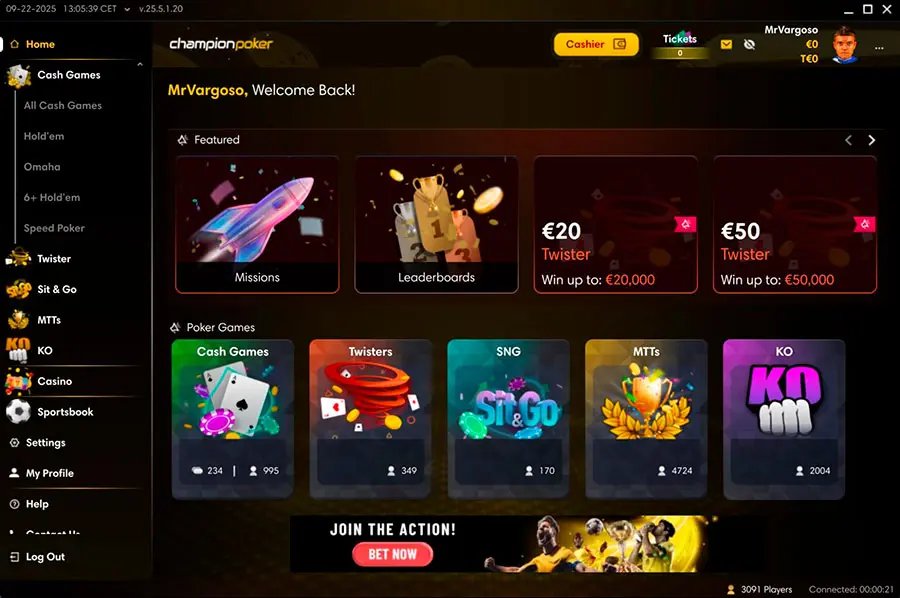 Champion Poker Client for Mac Os Main Lobby