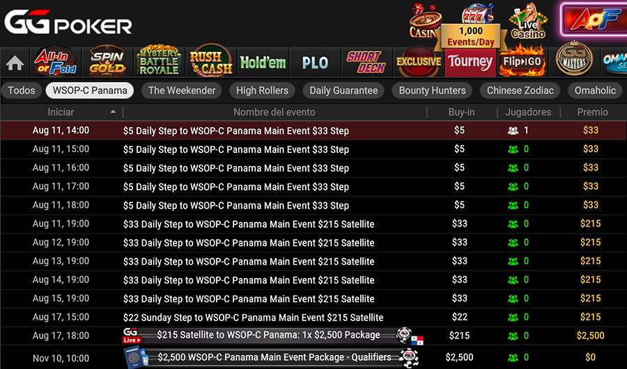 Satélite Wsop Circuit Panamá GGpoker