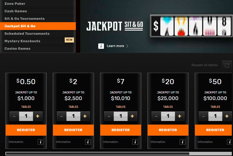 Ignition Poker Jackpot Sit&Go 