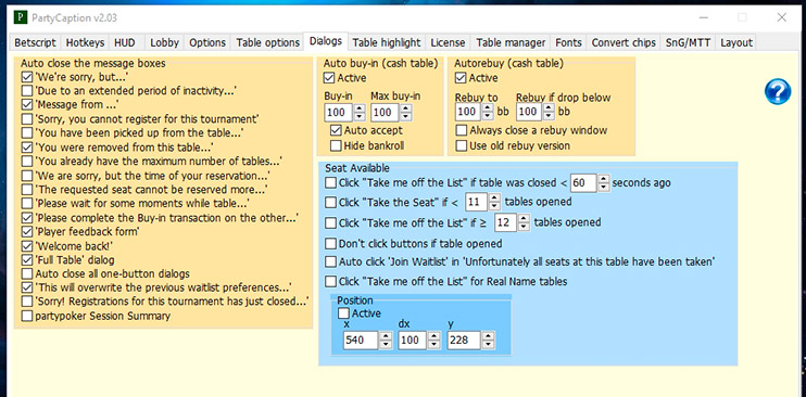 Party Caption диалоговые окна