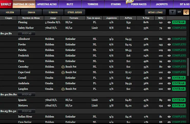 Acr Poker Mesa de dinero Lobby