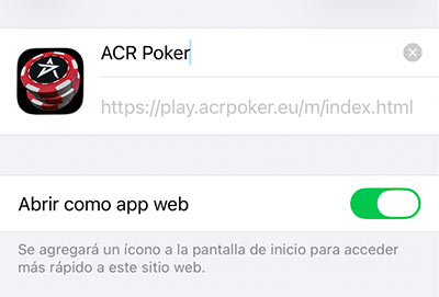 ACR Poker: открыть как веб-приложение на iOS