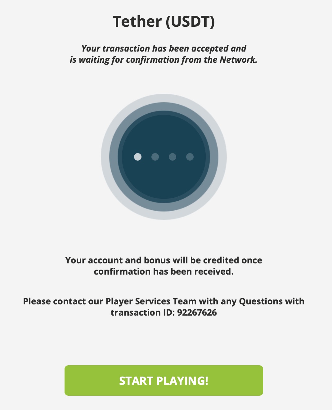 Статус депозита в BetOnline