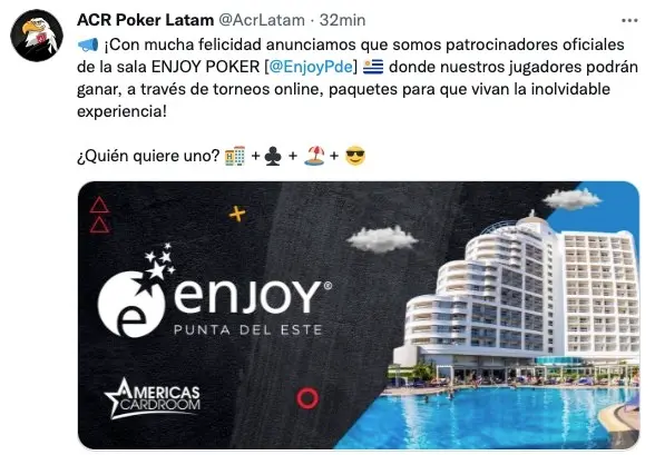 Americas Cardroom confirma alianza con Enjoy Punta del Este Uruguay