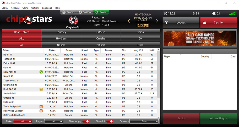 Chipstars Poker Main Lobby Es