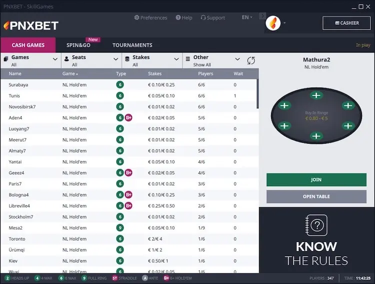 Pnxbet Poker Lobby