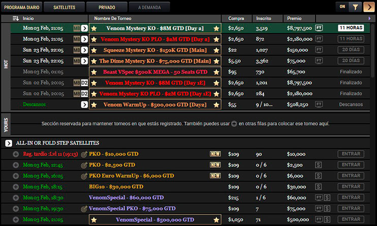 Torneos Acr Poker Lobby