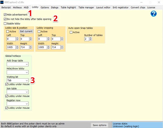 888 Caption настройка лобби