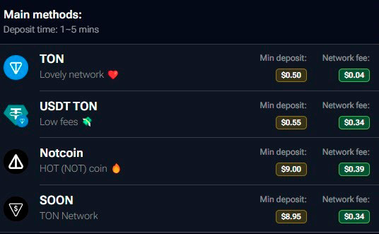 Ton Poker способы депозита