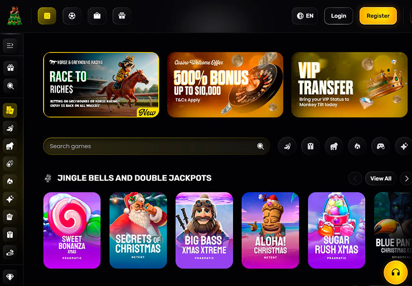 Monkey Tilt Casino User Interface