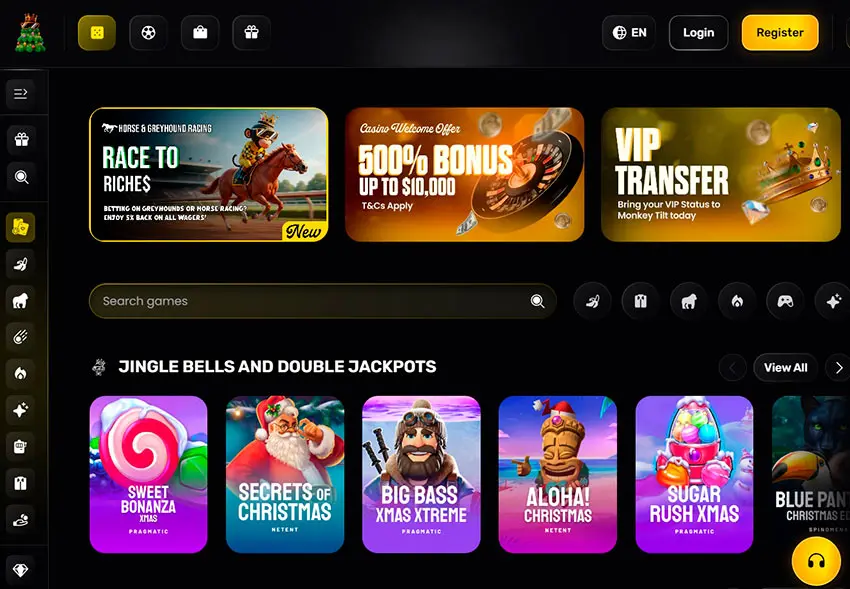 Monkey Tilt Casino User Interface