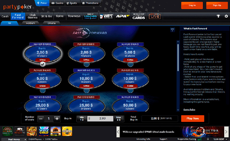 Party Poker Fastforward Lobby En