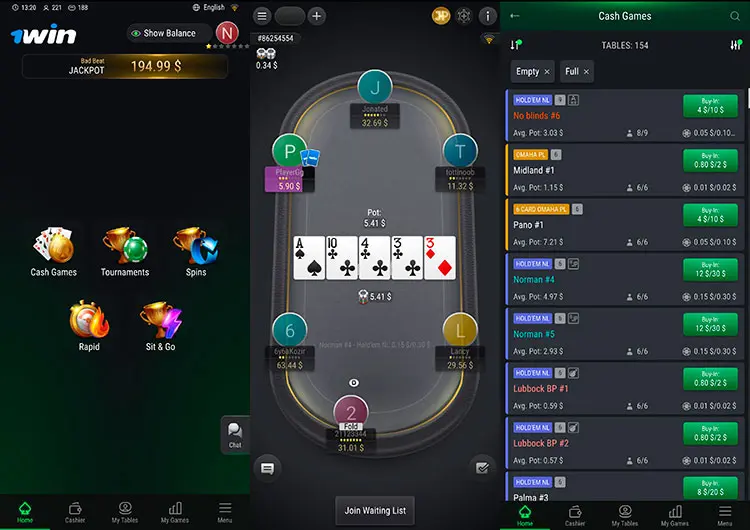 1win Poker приложение на Андроид