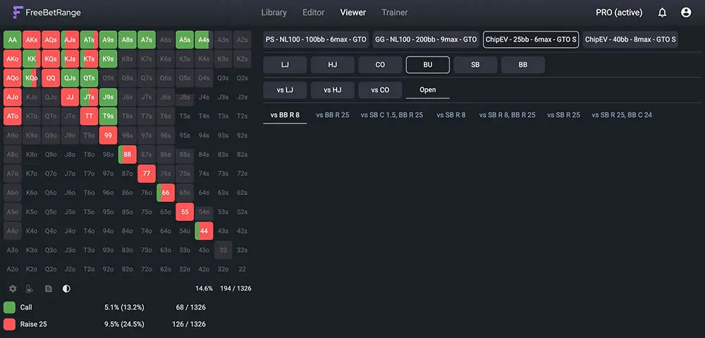 Free Bet Range Viewer