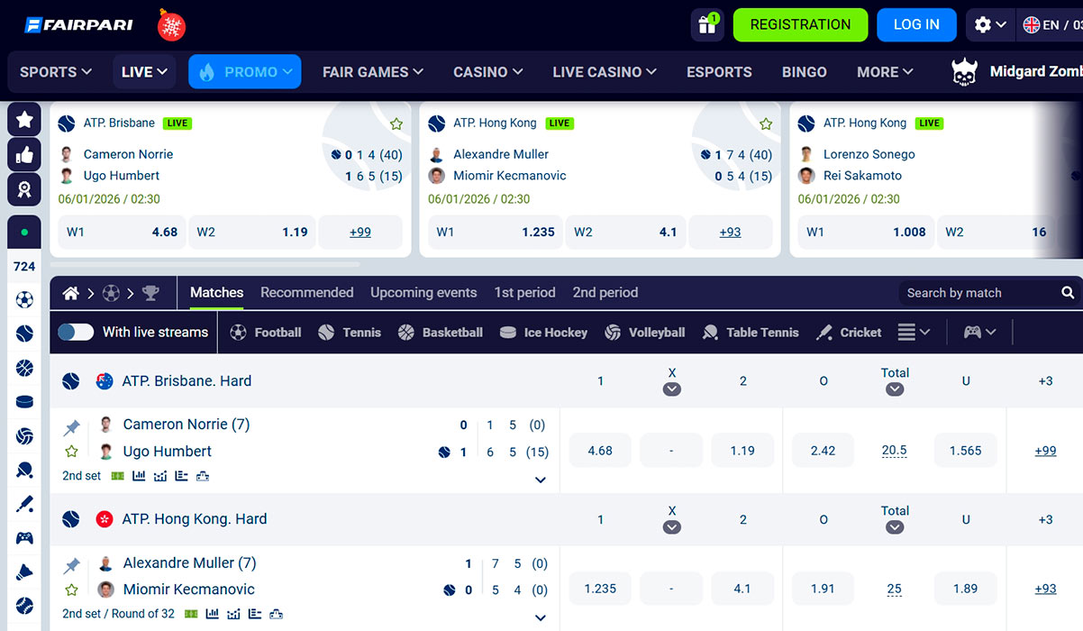 Fair Pari Sportsbook Live Betting