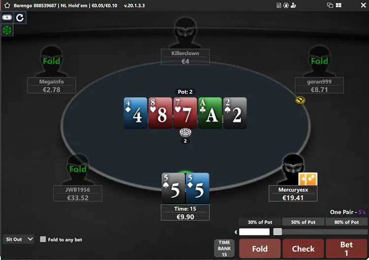 Betfair Poker Layout