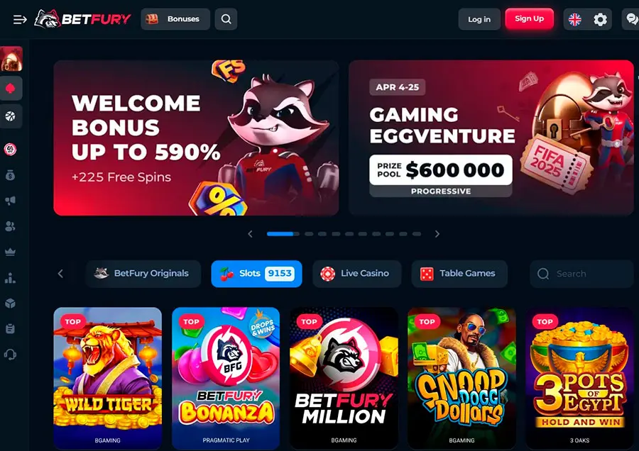 Blockchain casino website interface