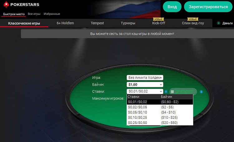 Poker Stars Sochi Lobby