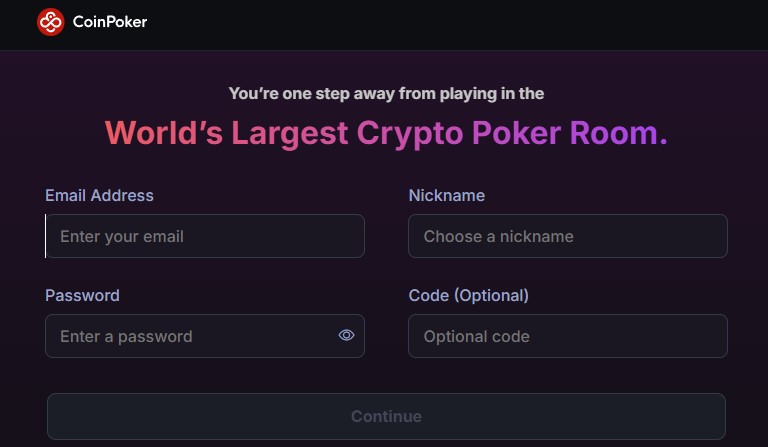 Coinpoker Registration