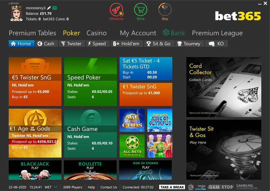 Bet365 Poker Main Lobby En