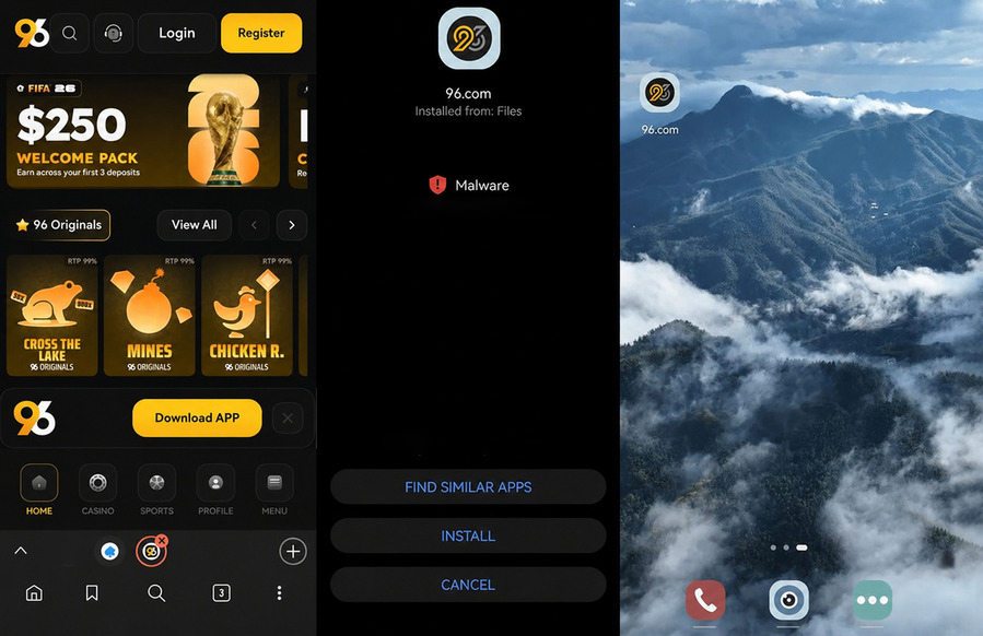 96com Casino app installation steps on Android