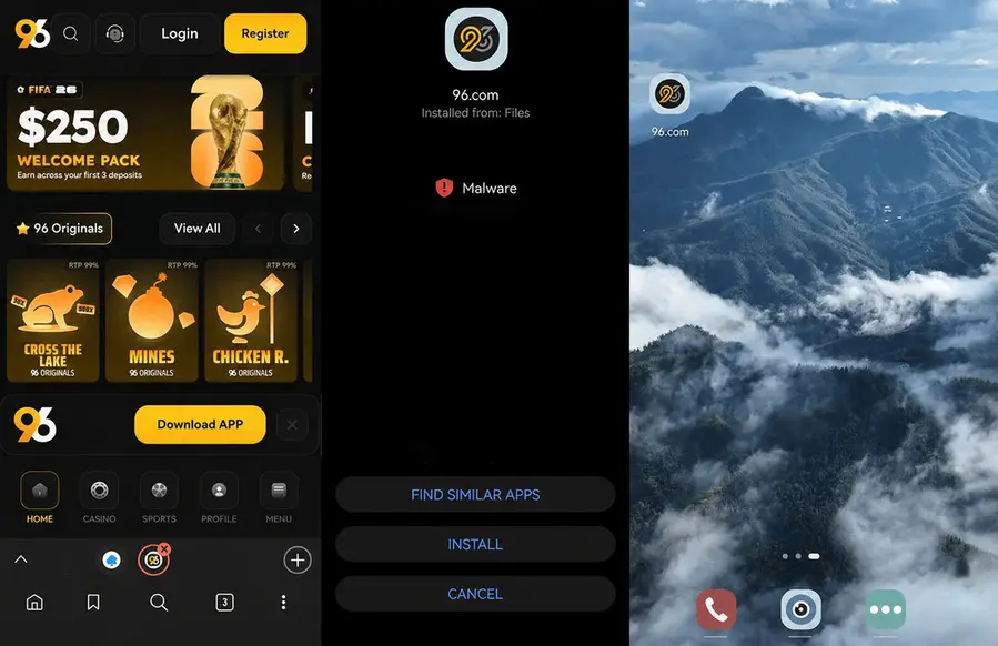 96com Casino app installation steps on Android