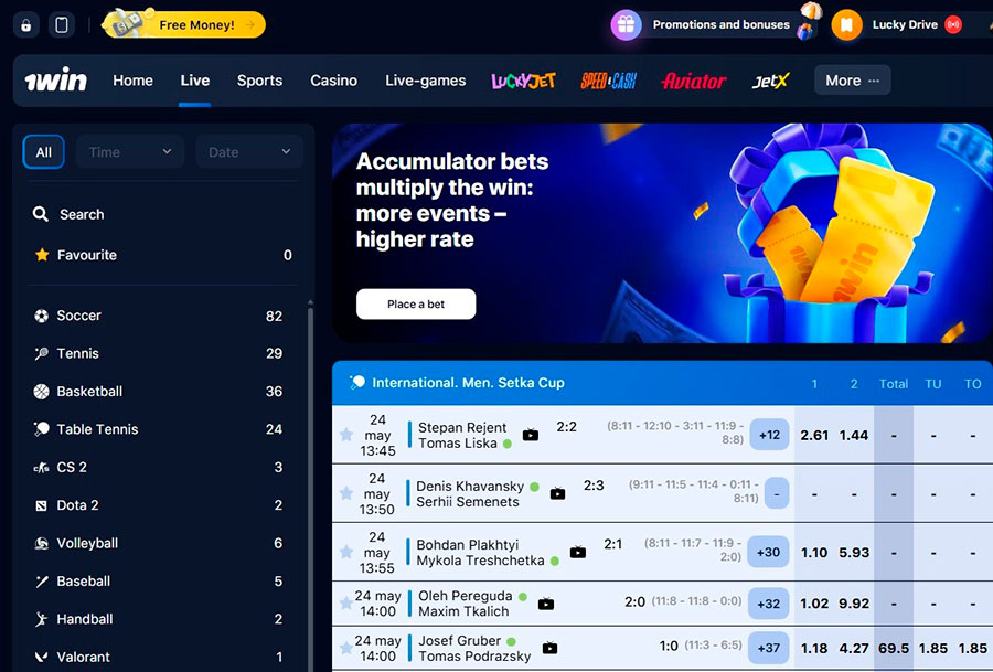 1 Win Live Betting