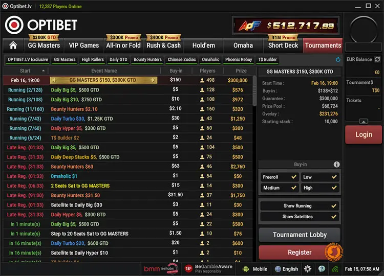 Optibet Poker Client