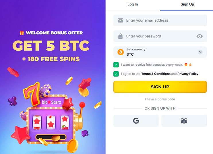 Bit Starz Casino Registration