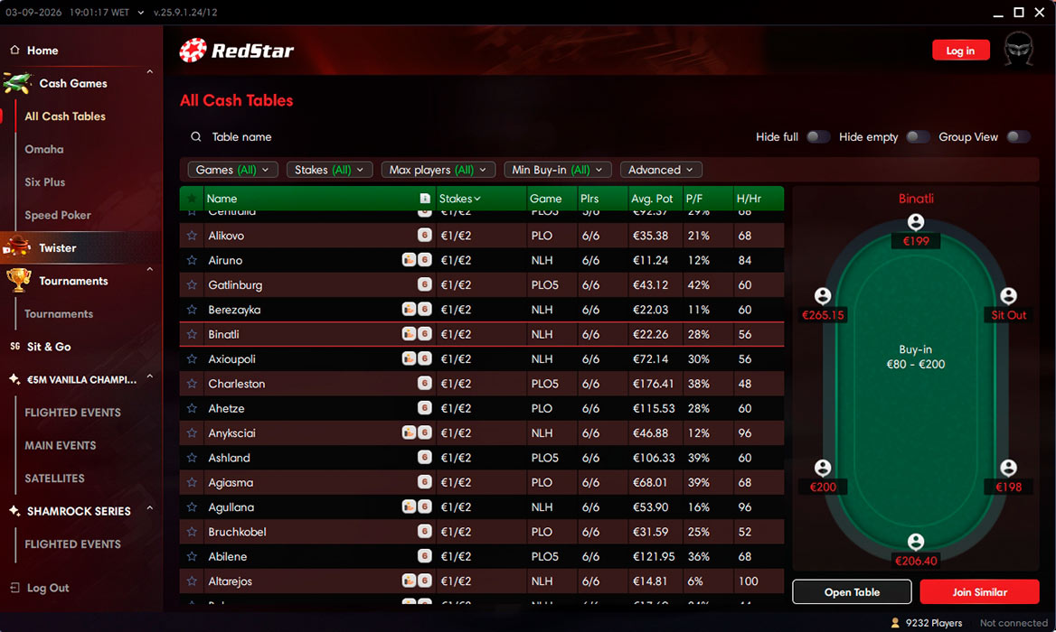 Red Star Poker New Cash Lobby