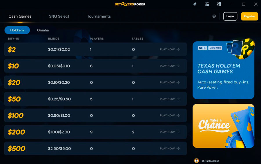 Bet Rivers Poker клиент