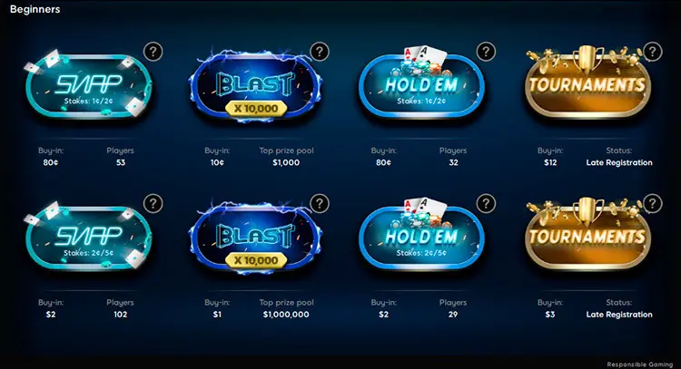 New 888Poker Beginners lobby