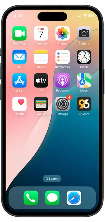 96.com icon added to the iPhone home screen