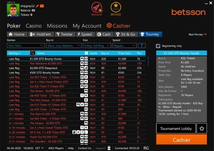 Betsson Poker client