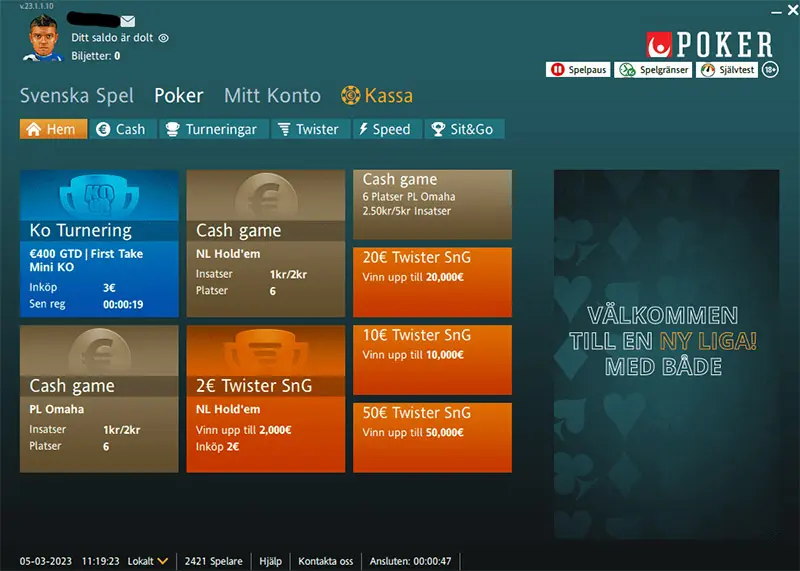 Svenska Spel Poker Lobby