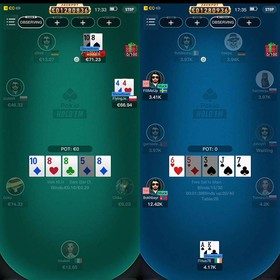 Pokio Cash and Tournaments Tables Eng