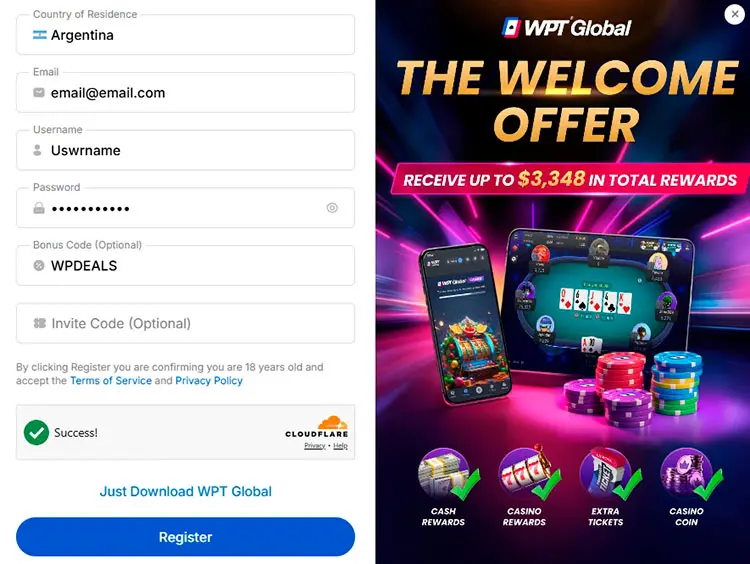 Wpdealsбонус код в Wpt Global