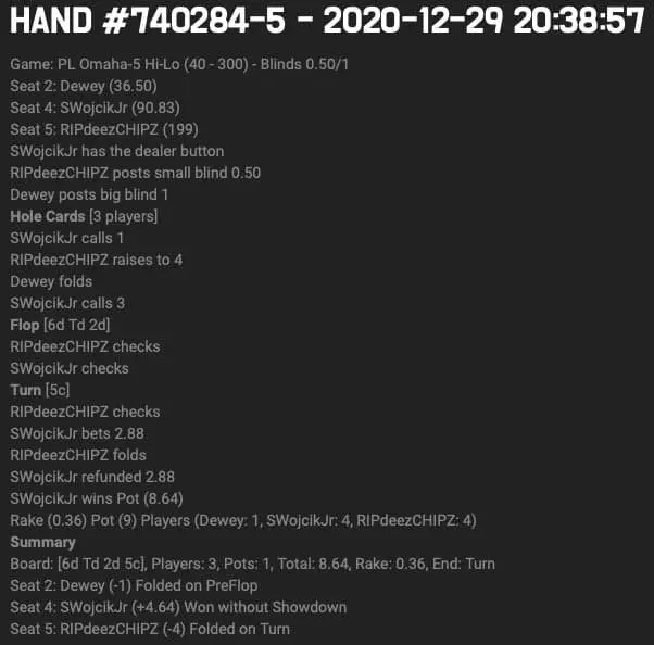 ActionCardz Poker permite revisar cualquier historial de manos