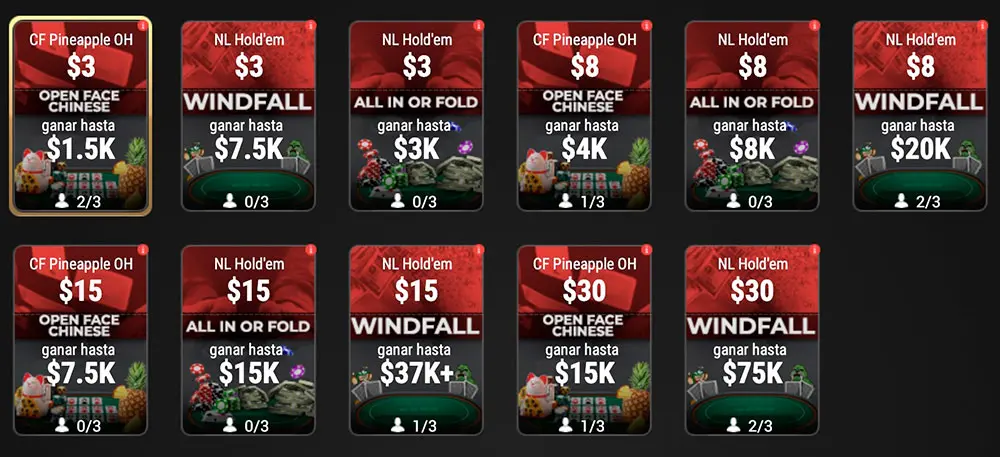 Bet Online Poker lobby Spins