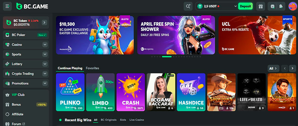 BC Game Usability Interface