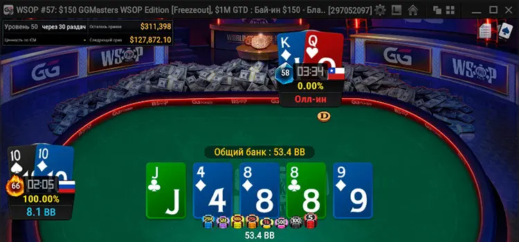 GGMasters WSOP Edition последняя раздача