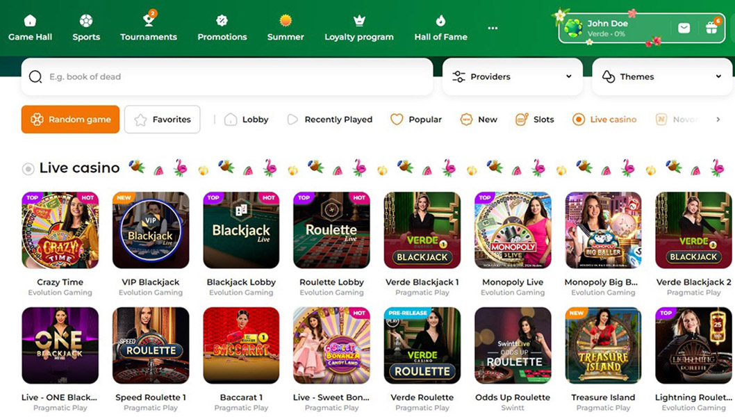 Verde Casino Table Games