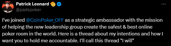 Patrick Leonard о работе в Coin Poker